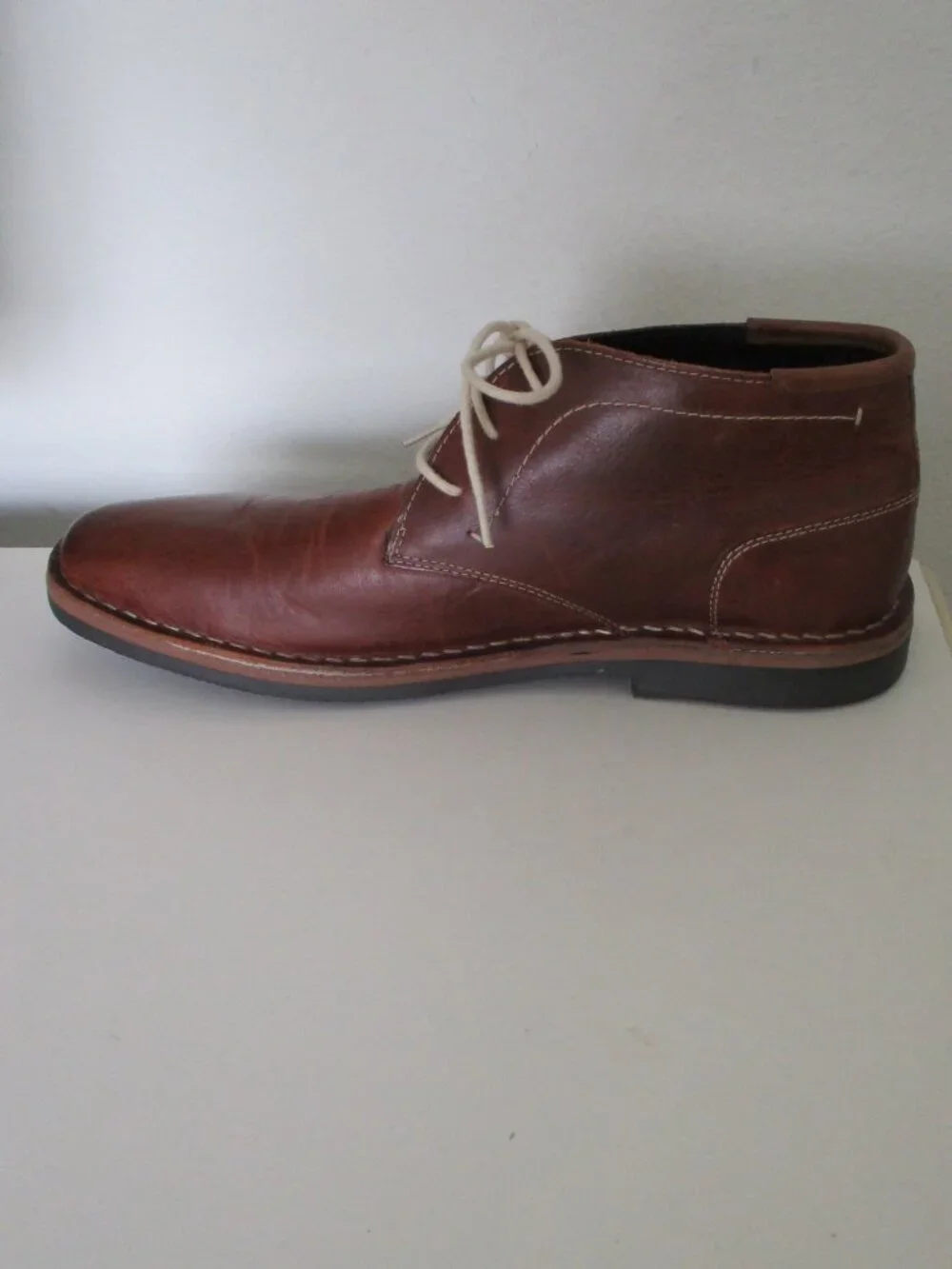 Steve Madden Mens Cognac Tan Leather Ankle Boot NWOB - Size 10.5M